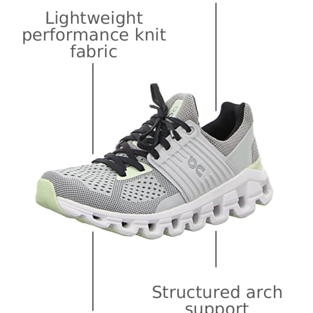 On Cloud Cloudswift in Alloy Glacier Running Shoe 9.5 - Light Gray Mint Accents - Picture 2 of 5